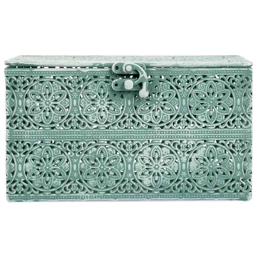 Scatola in metallo verde 20.5x12.5x11.5h cmh cm