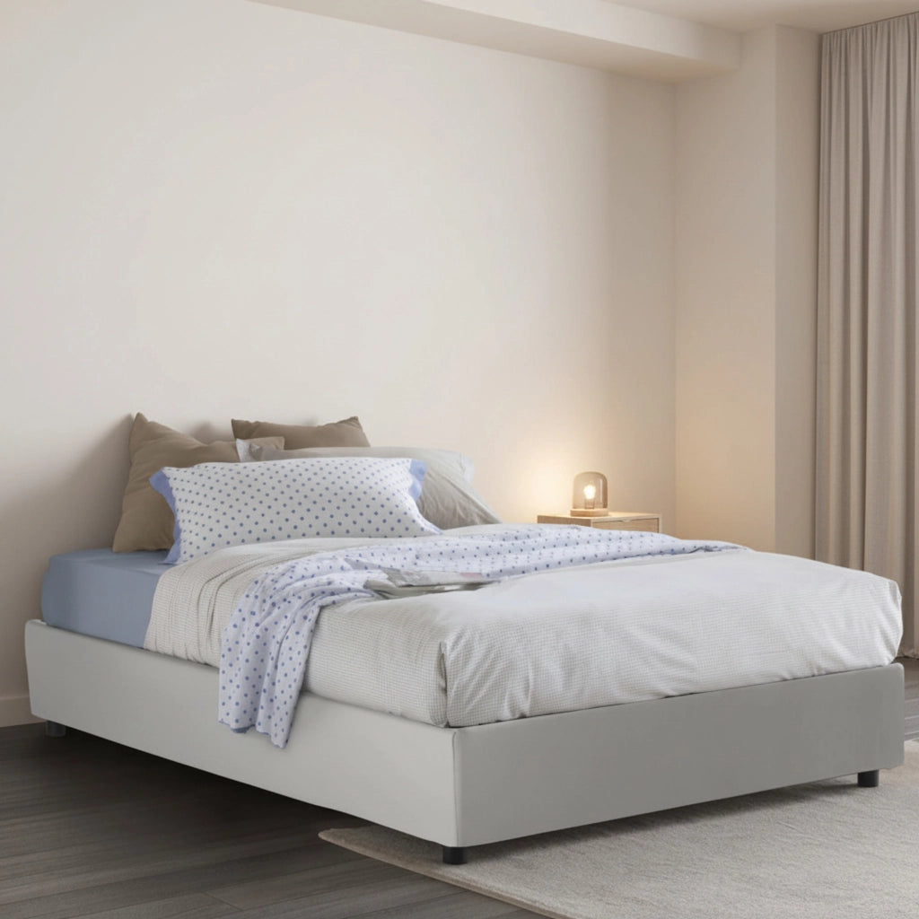 Americas, Letto Piazza e Mezza Contenitore Made in Italy, Bianco