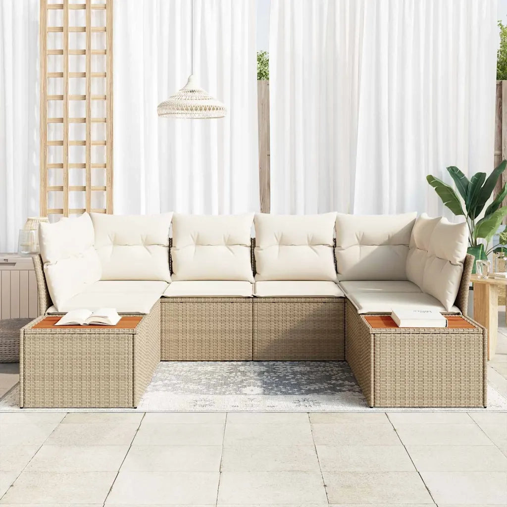 Set Divano da Giardino 6 pcs Beige e Crema Polyrattan 3356826