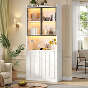 VETRINA con LED Bluetooth 80x35x200 cm Vetro Temperato Bianca