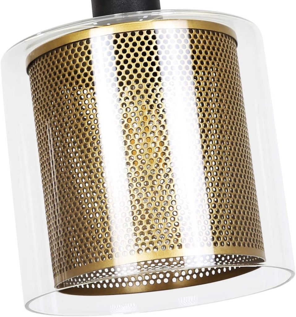 Lampada a sospensione ZMH E14 nero e oro in metallo stile industriale retr¨° 3 luci