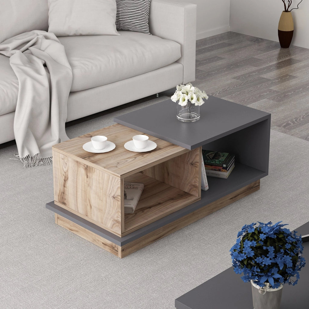 Tavolino in legno "Consept" - 90 x 45 x 36 cm - Grigio antracite