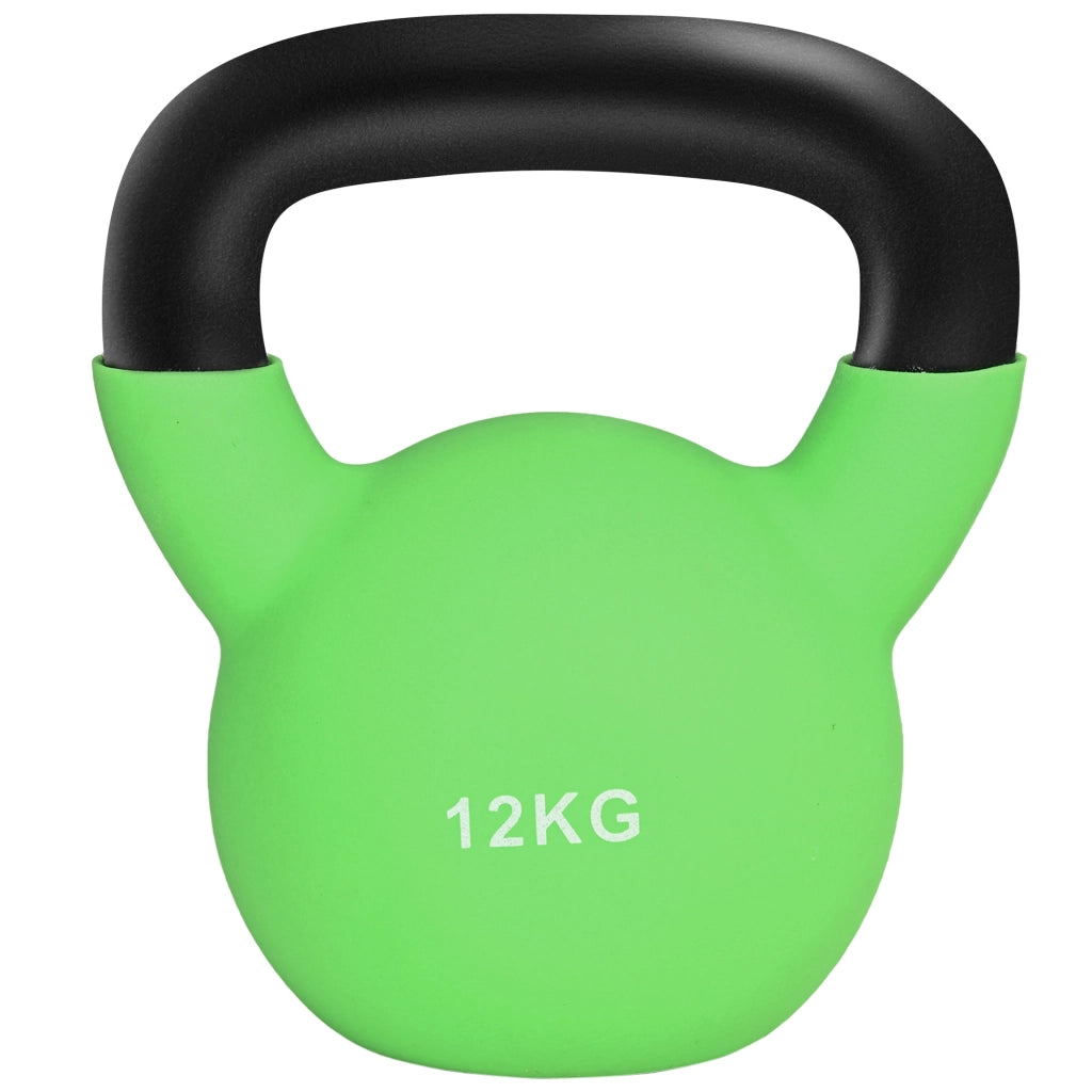 Kettlebell 12 kg ¨C Xylo ¨C Ghisa con Rivestimento in Neoprene Verde 20x13x23 cm