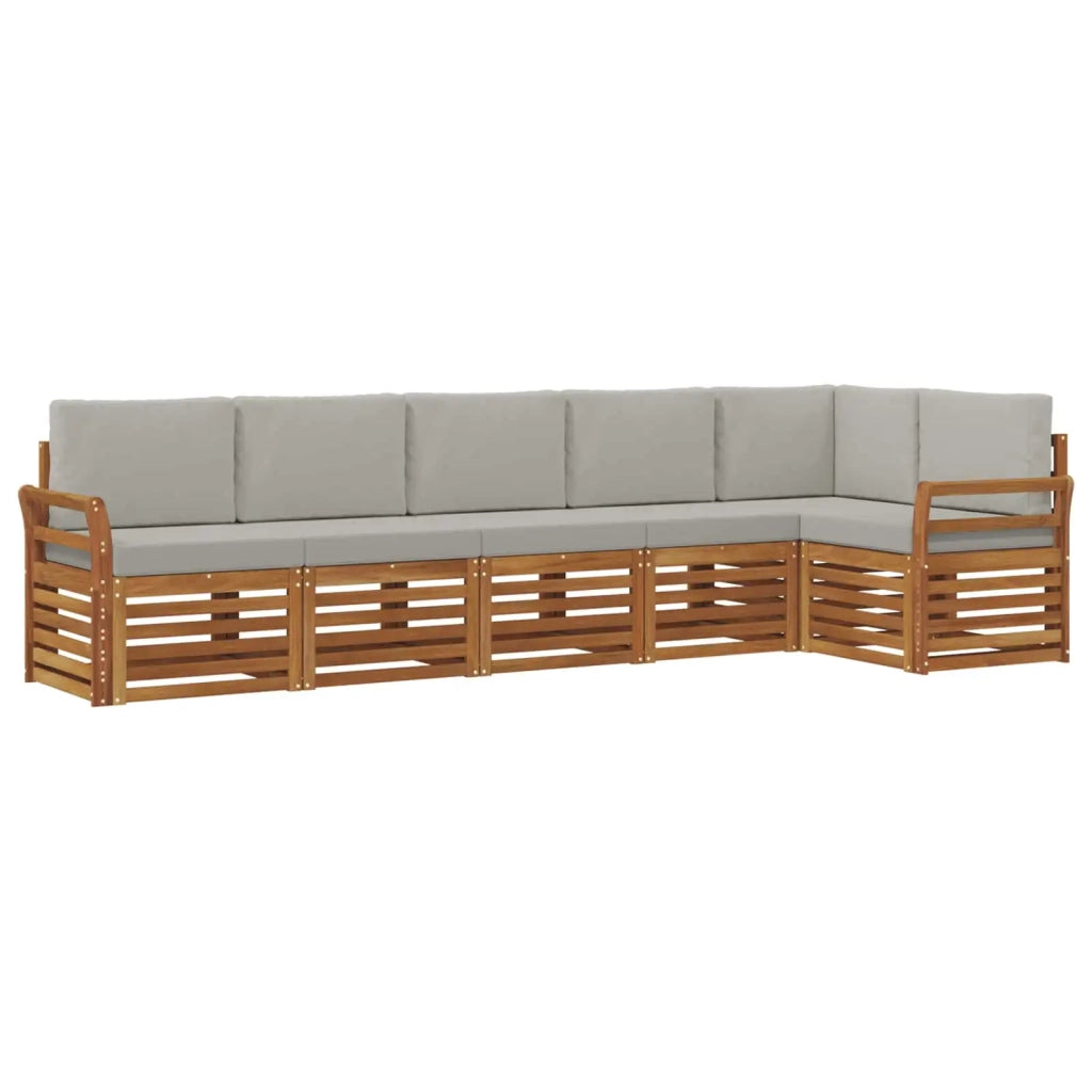 Set divano sezionale con cuscino 6 pcs Grigio Naturale e Chiaro 3374891