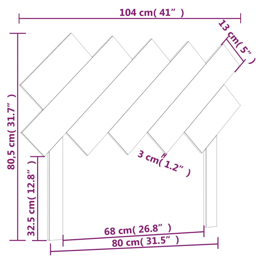 Testiera per Letto Ambra 104x3x80,5cm in Legno Massello di Pino 819208