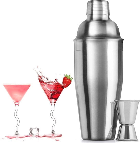 Shaker Cocktail 750 ml Acciaio Inossidabile con Misurino e Becher Integrati