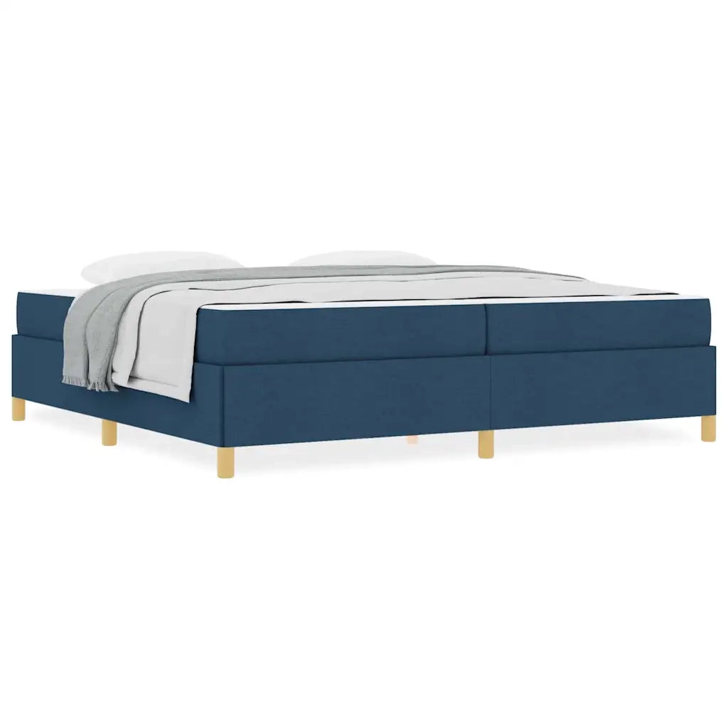 vidaXL Letto a molle Blu e blu scuro e bianco 200 x 200 cm Tessuto