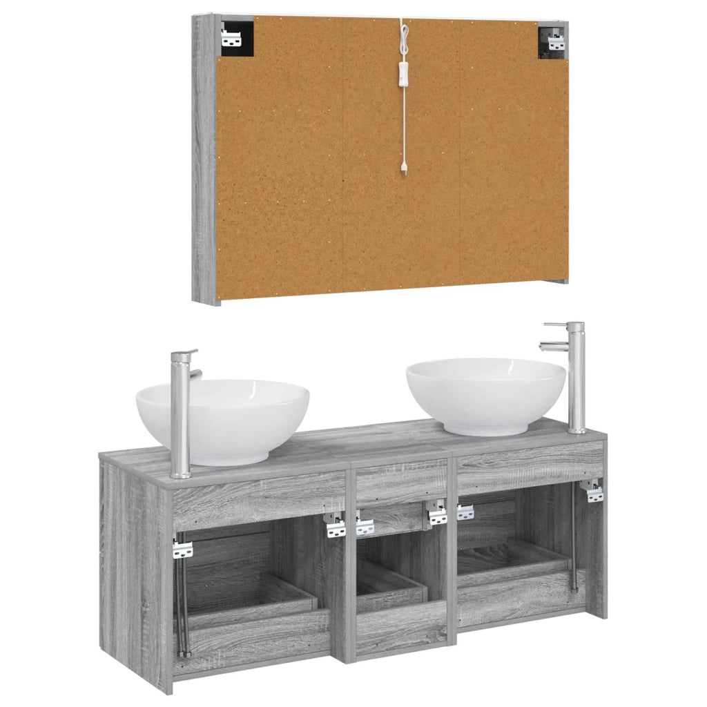 Set di mobili per il bagno 4 pcs Sonoma grigio 3406988
