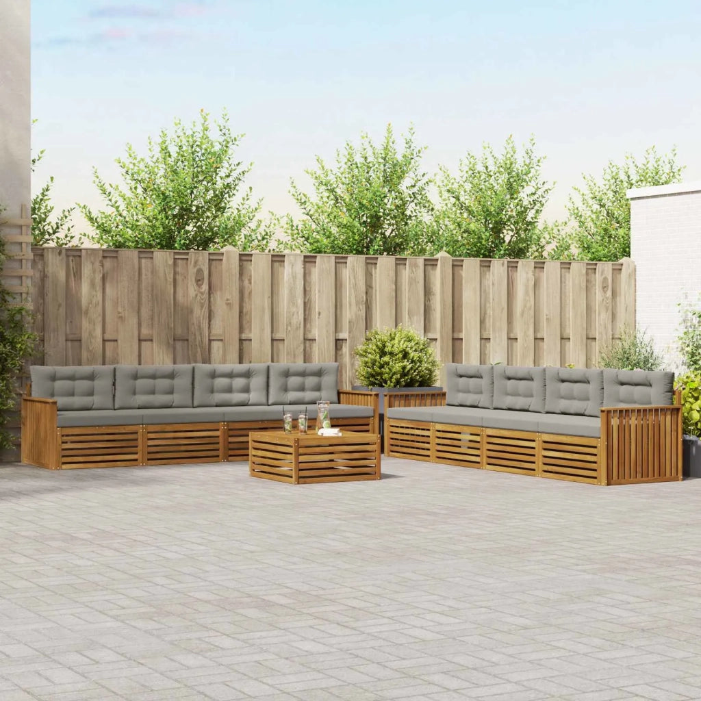 Set di divani da esterno 9 pcs Grigio Naturale e Chiaro 3373216