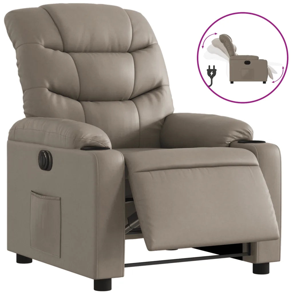 Divano Sedia-Poltrona Reclinabile Elettrica Cappuccino in Similpelle 659322