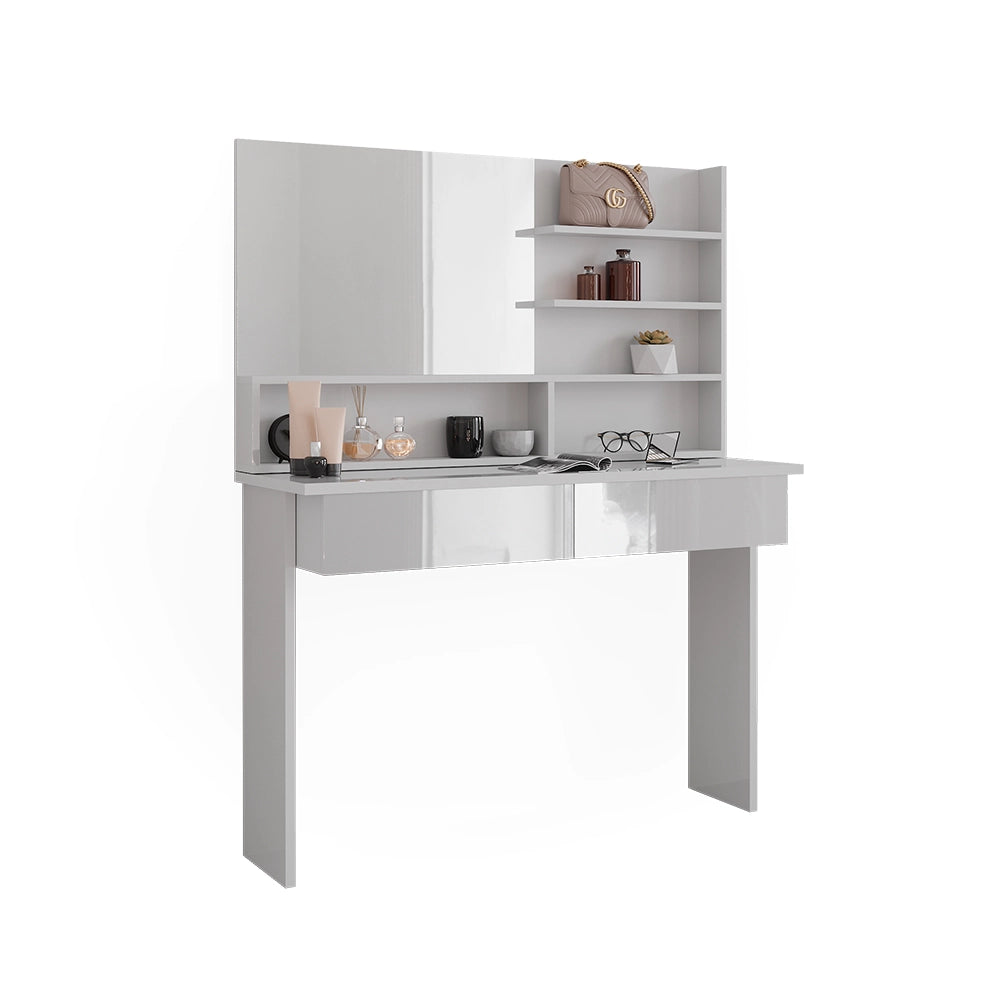 Vicco Tavolo da toeletta Bianco 120 cm con ripiano a specchio