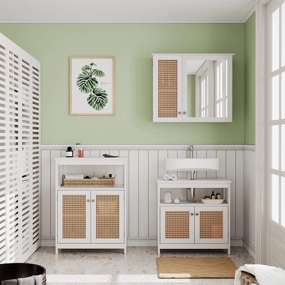 Vicco Mobiletto bagno Bianco 60 x 80 cm con ante e vano a giorno