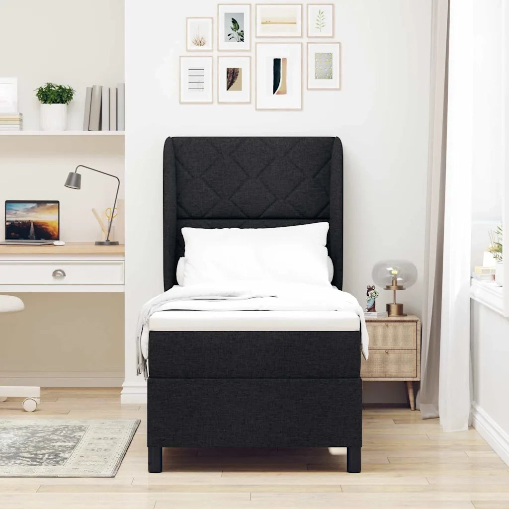 Letto a molle con materasso Nero 80 x 200 cm Tessuto 3340594