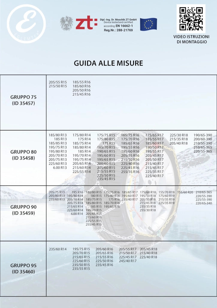 Catene Da Neve In Metallo 9 mm Omologate TUV e GS Onorm Montaggio Rapido Per Auto Macchina Furgone SUV Con Tensionatore Autobloccante Misura: Misura 80