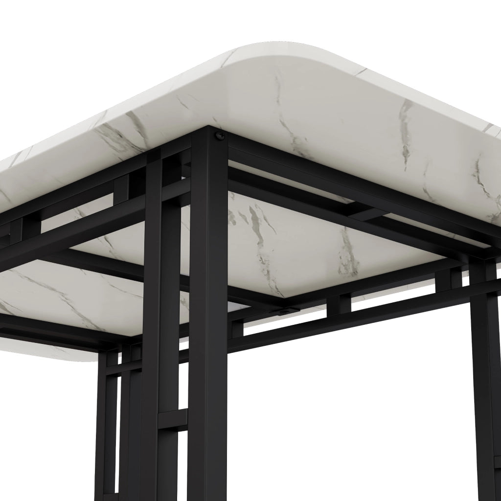 TAVOLO DA PRANZO 140x80 cm MDF Nero Bianco con gambe in metallo