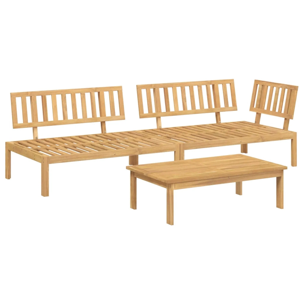 Set di divani 3 pcs Antracite Legno di Acacia Massello