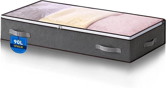 Cassa di archiviazione pieghevole 90 litri per sotto il letto - 100 x 50 x 18 cm - Grigio