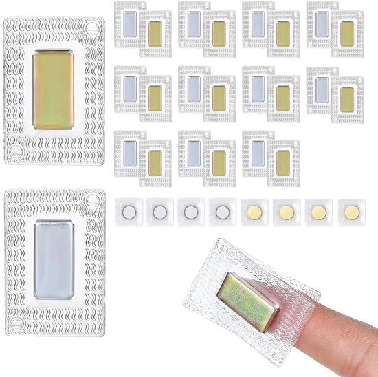 32 pezzi di magneti per cucito, chiusure magnetiche invisibili per cucito su tessuti, tende, abbigliamento, borse, pelli, 10 x 2 mm (rotondi) e 20 x 10 x 2 mm (quadrati)