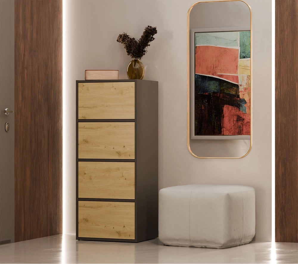 Cassettiera ALMA antracite rovere artisan per camera e soggiorno