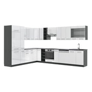 Cucina angolare completa Fame-Line Bianco lucido/Antracite 347 x 60 cm, PT Antracite Vicco