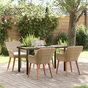 Set pranzo giardino 5 pezzi in rattan polietilene beige
