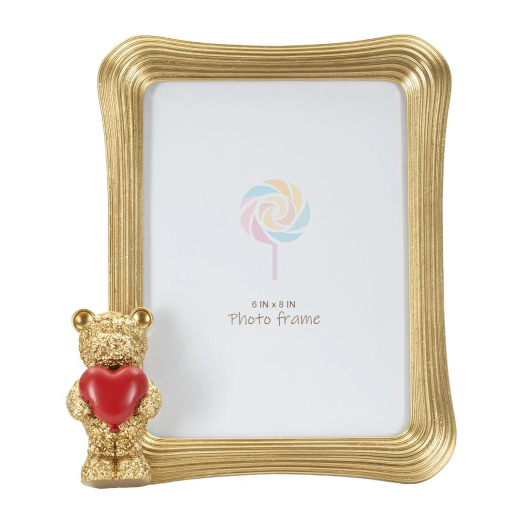 Cornice portafoto Glam in poliresina oro con orsetto