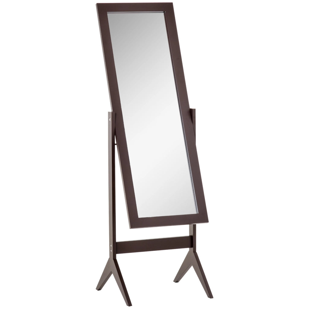 Specchio a Pieno Pieghevole da Terra con Inclinazione Regolabile per Camera ¨C zephmum ¨C Marrone 47x46x148 cm