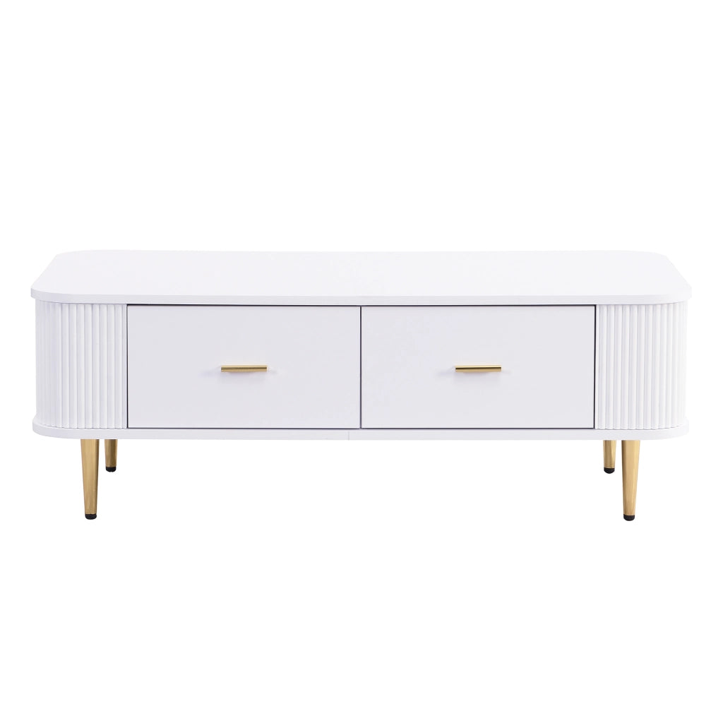 TAVOLINO DA CAFFÈ con 4 cassetti 105x51x38 cm Bianco MDF