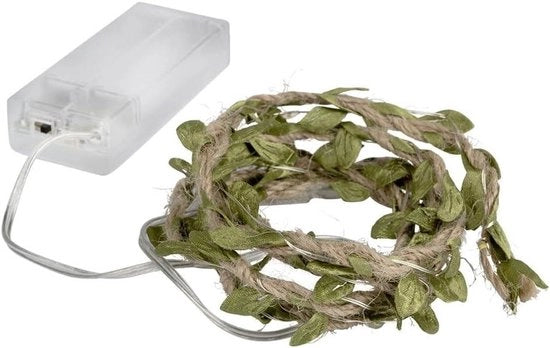 Fascia di illuminazione con foglie verdi | 10 led | caldo bianco | funziona con batterie | inclusa funzione oraria | 125 m di lunghezza
