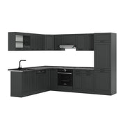Vicco Cucina angolare completa Casa di campagna antracite/antracite 227 x 287 cm senza piano di lavoro