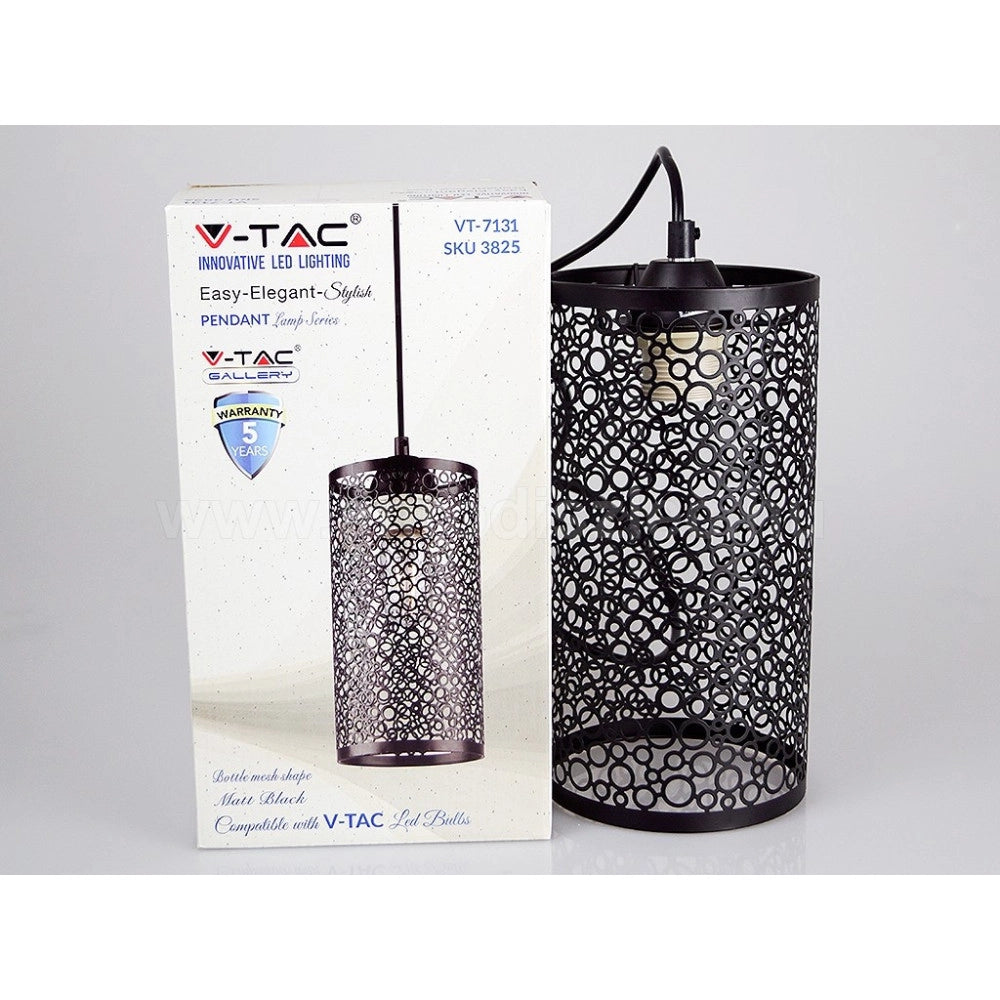 Trade Shop - Lampadario Pendente A Sospensione In Metallo Nero Matto Stile Elegante Vt-7131 -