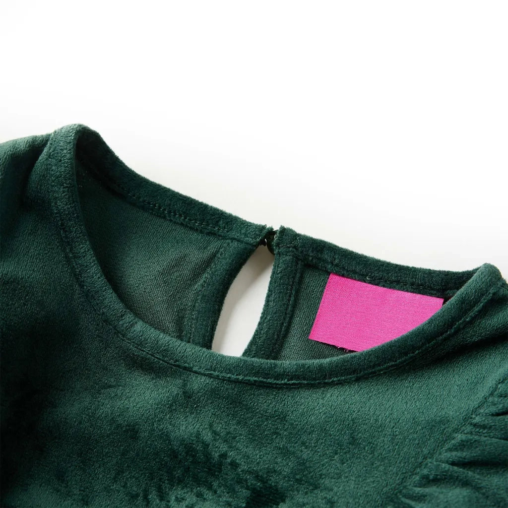Camicetta da Bambina con Arricciature Verde Scuro 128cod mxl 84275