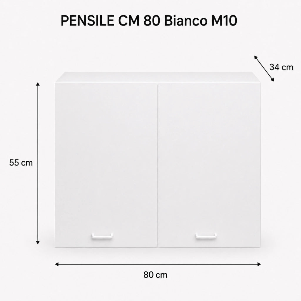 Pensile Bianco M10 Mobiletto Cucina Legno 80x34x55 cm
