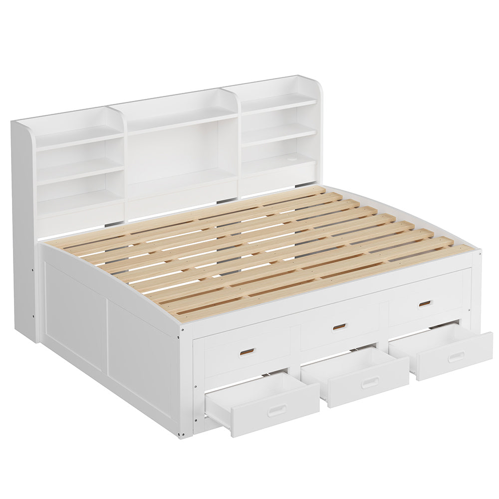 Daybed - Xylo - 140x200 cm LED USB 3 cassetti bianco