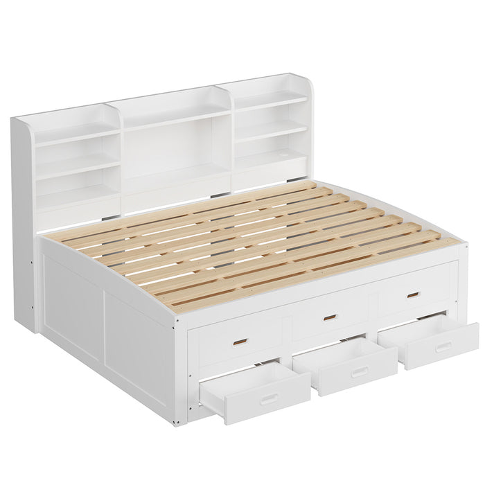 Daybed - Xylo - 140x200 cm LED USB 3 cassetti bianco