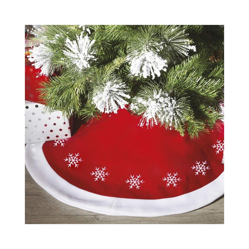 Trade Shop - Tappeto Gonna Copertura Base Albero Di Natale 105cm Rosso Decorazioni Natalizie -