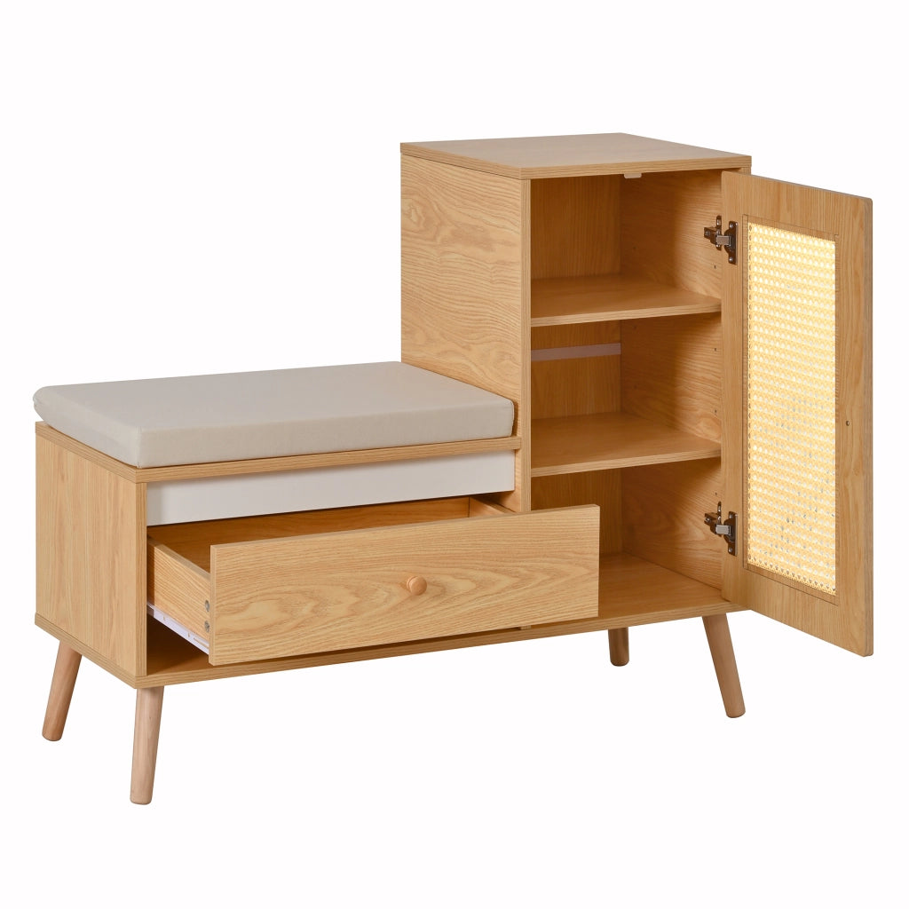 Scarpiera con Panca e Cuscino ¨C Xylo ¨C Rattan, Cassetti, Ante, Ripiani, Ingresso