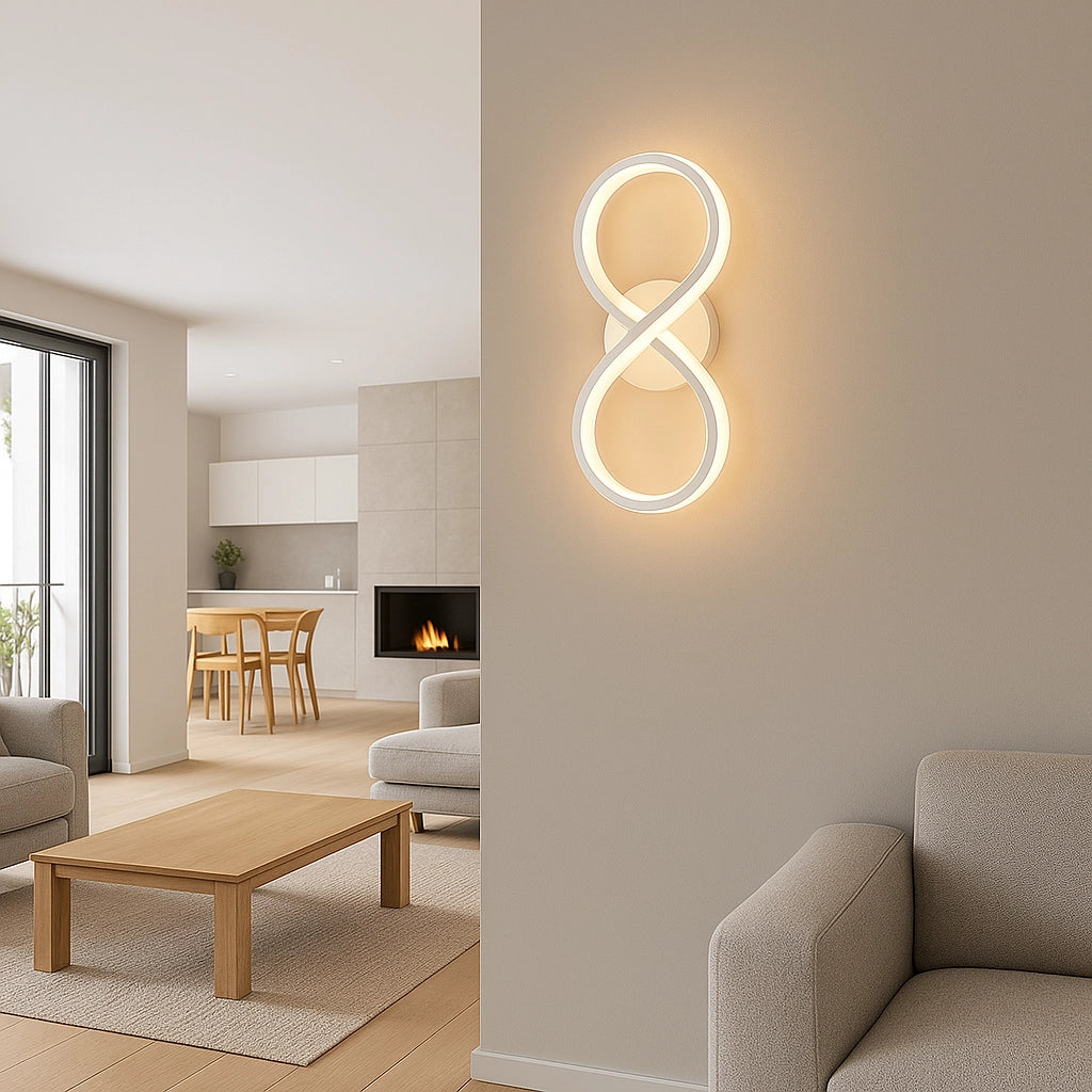 Applique LED da Parete 10W CCT con Switch – Luce Calda 3000K, Naturale 4000K e Fredda 6500K – 800 Lumen, Design Infinito Moderno da Interno, Bianco