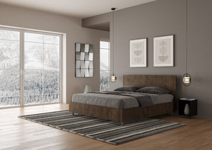 Letto Matrimoniale 160x200 cm con Rete Testata Dritta Demas Noce