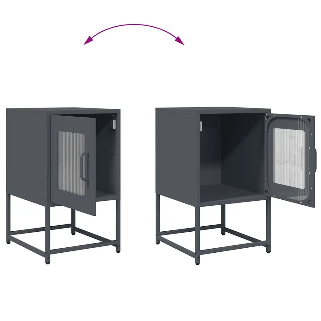 Comodino Antracite 36x39x60,5 cm in Acciaio Laminato a Freddo 853328
