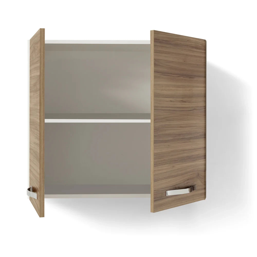 Pensile per cucina componibile da 80 cm con 2 ante linea MAKA, realizzata in legno 100% MADE IN ITALY, colore Noce
