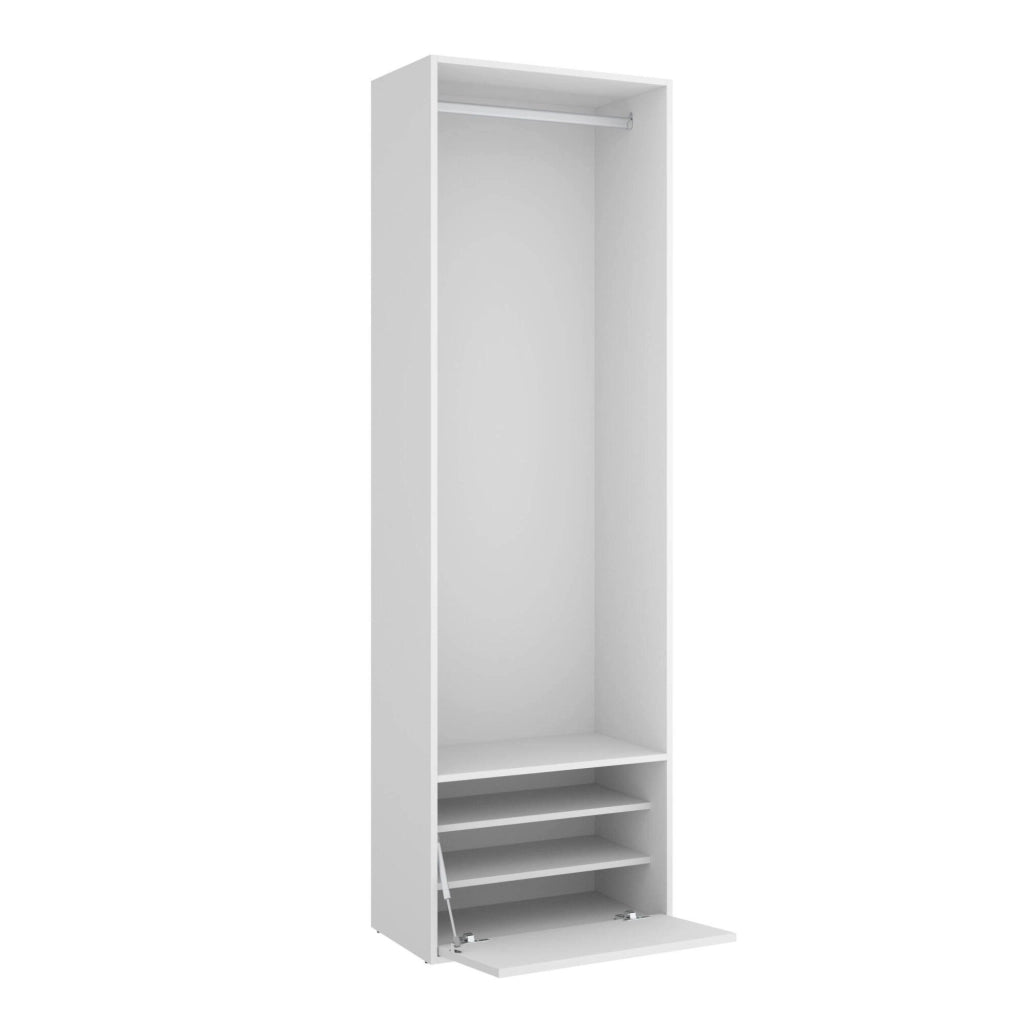Guardaroba grande Islamabad, Mobile camera da letto, Cabina armadio portabiti, Armadio appendiabiti, 60x45 h205 cm, Bianco e Rovere
