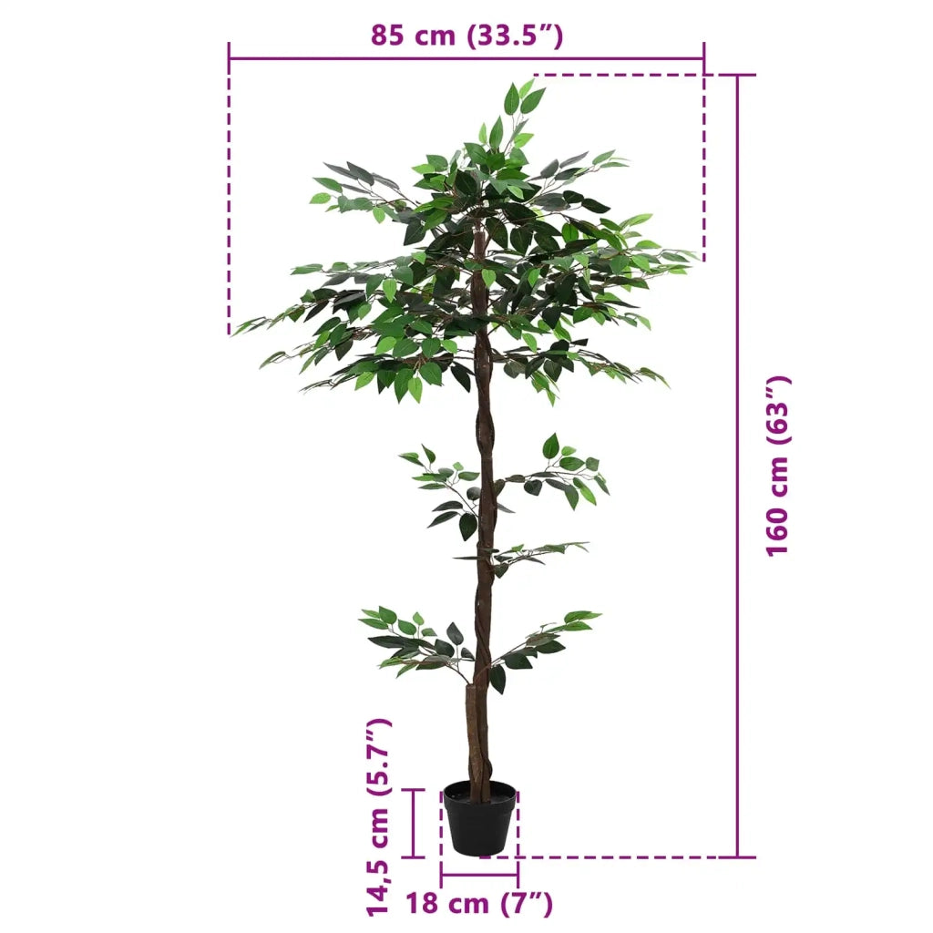 Pianta Ficus Artificiale Verde 85 x 18 x 160 cm Tessuto e Legno CFW4051377