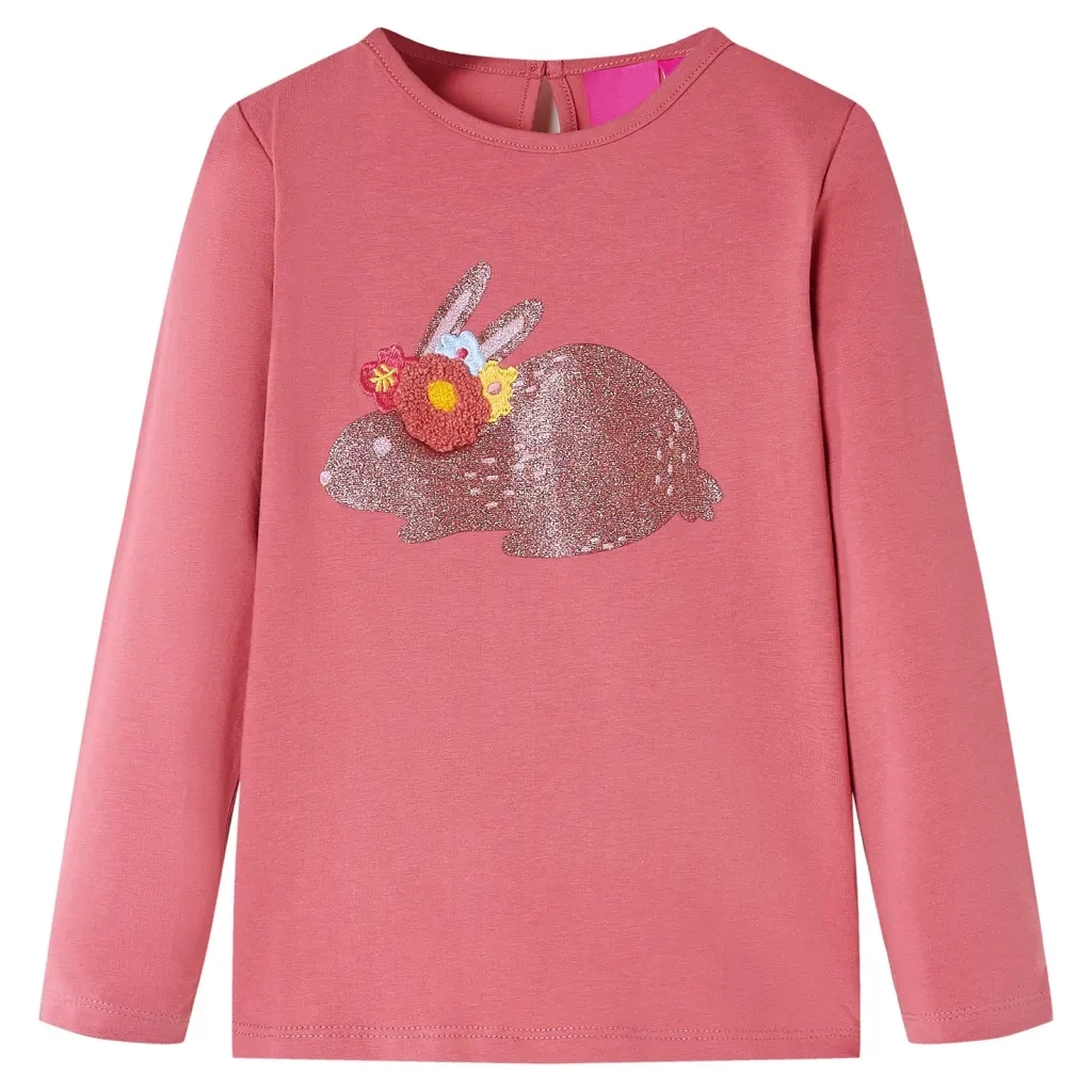 Maglietta da Bambina a Maniche Lunghe Rosa Antico 128cod mxl 109211