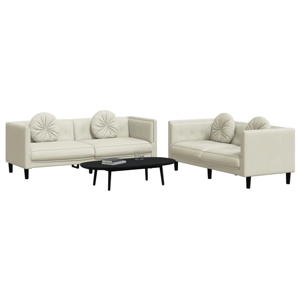 Set di Divani 2 pz con Cuscini Crema in Vellutocod mxl 92116