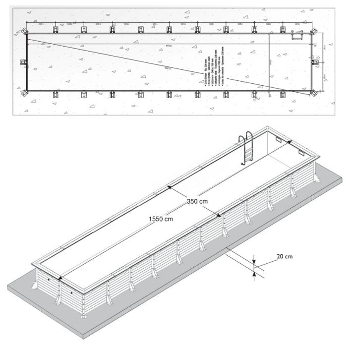 Piscina In Legno Interrata Northwood 1550 - 15,50 X 3,50 X H.1,55 M - Liner Beige