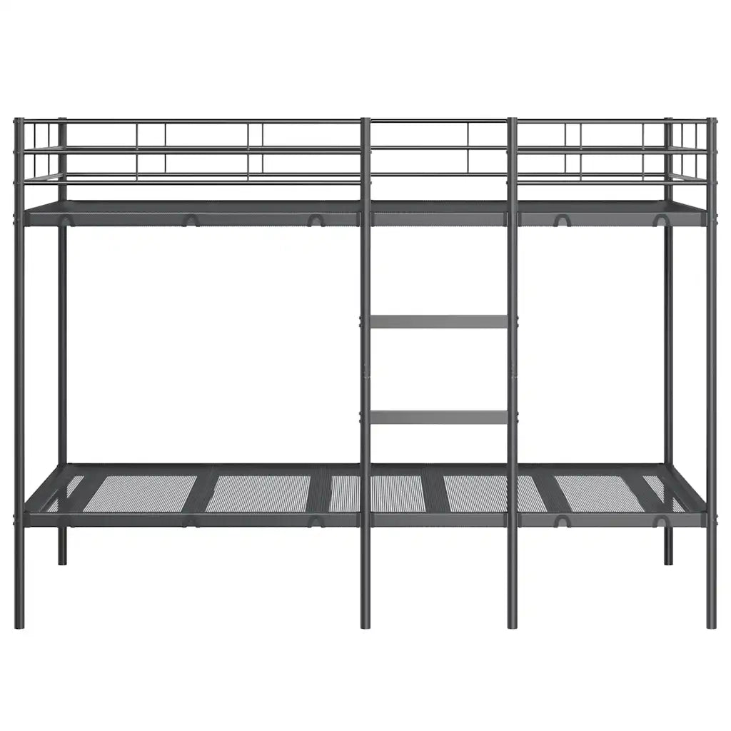 Letto a Castello senza Materasso Nero 100x200 cm in Acciaio