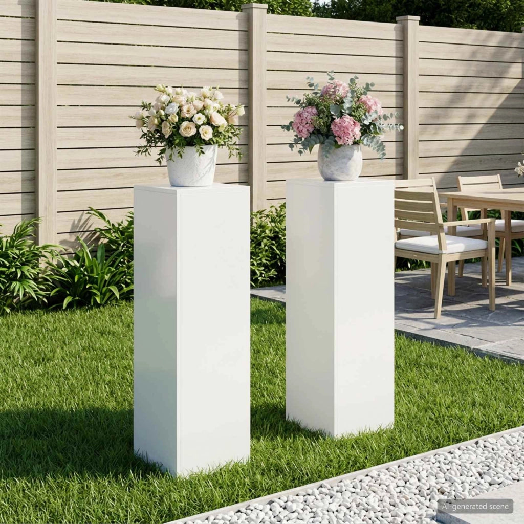 Supporto per piante 2 pcs Bianco 30 x 30 x 100 cm Acciaio 8012505