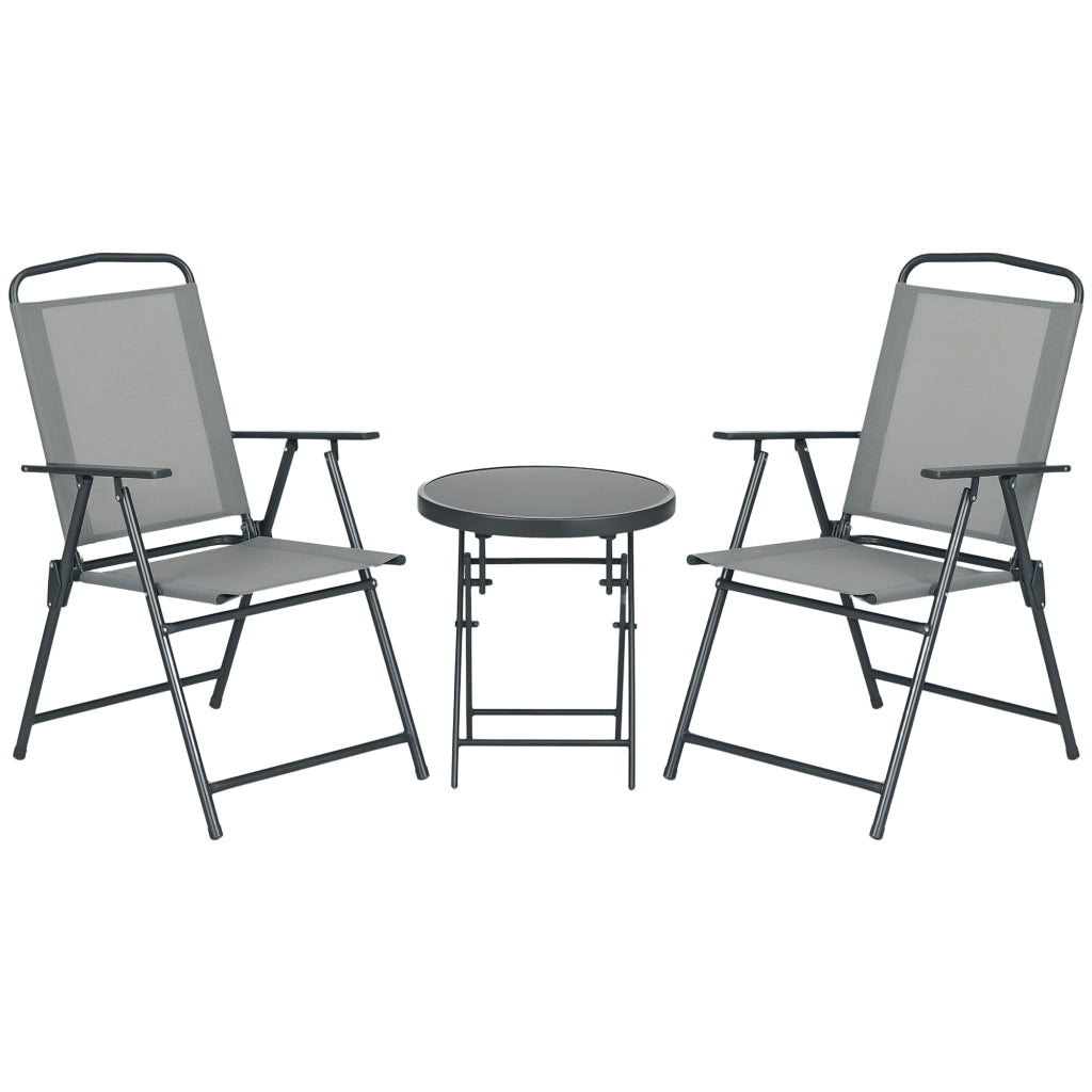 Set Bistrot Giardino Pieghevole ¨C Zephmum ¨C Grigio Chiaro 53.5x64x93 cm