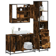 Set Mobili da Bagno 3 pz Rovere Fumo in Legno Multistrato 3301162